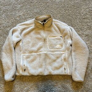 THE NORTH FACE EXTREME PILE FLEECE CROP PULLOVER Med Cream BOXY OVERSIZED